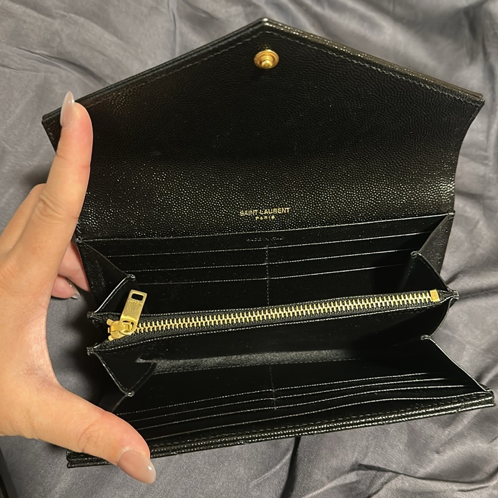 Saint Laurent Black Quilted Wallet with Gold Accents - Picture 6 of 9